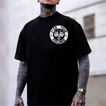 F*ck Your Feelings Skull Tee - Bold Statement Graphic T-shirt| Limited Edition Streetwear Casual Angel graphic tee shirts men