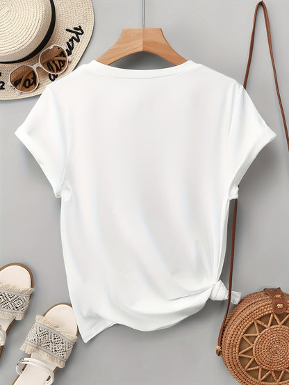 Summer New Letter Pattern Printed Round Neck Regular Short Sleeve T-Shirt