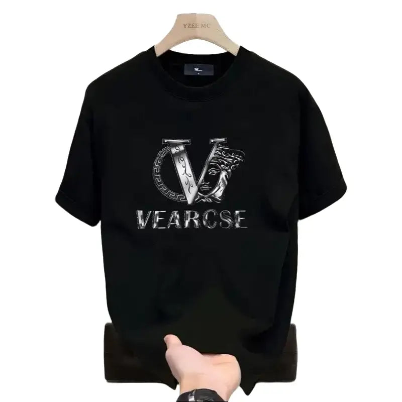 men's stylish pure cotton round-neck casual printed T-shirt, suitable for both men and women, perfect for fashionable and relaxed summer outfits.,summerwins