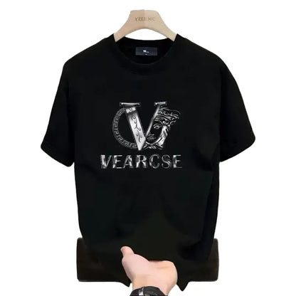men's stylish pure cotton round-neck casual printed T-shirt, suitable for both men and women, perfect for fashionable and relaxed summer outfits.,summerwins