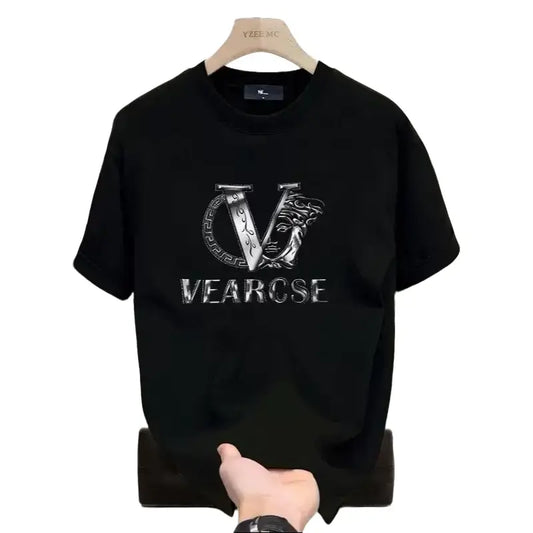 men's stylish pure cotton round-neck casual printed T-shirt, suitable for both men and women, perfect for fashionable and relaxed summer outfits.,summerwins