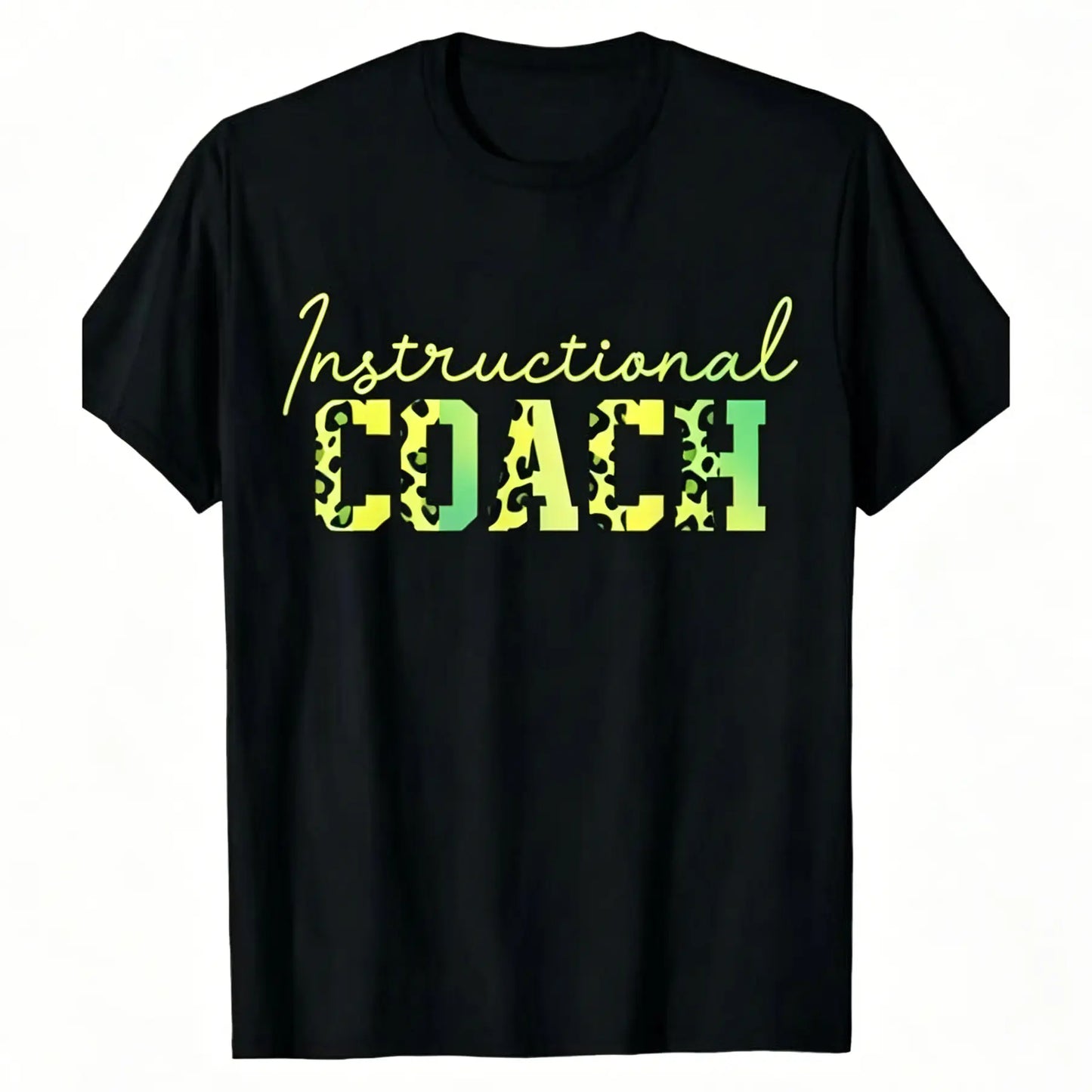 Men'S & Women'S 180gsm Heavyweight 100%25 Coach Appreciation T-Shirt - Elegant Crew Neck Short Sleeve with Leopard Print Lettering & Geometric Pattern, Soft Casual Unisex Shirt for Instructors, Coaches, Teachers - All-Season Crewneck Menswear Tshirt
