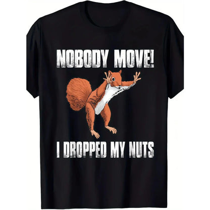 Men's Funny Squirrel Graphic T-Shirt, Casual Short Sleeve Round Neck Top, Soft and Breathable Loose Fit for Summer, Father's Day Gift, Shortsleeve
