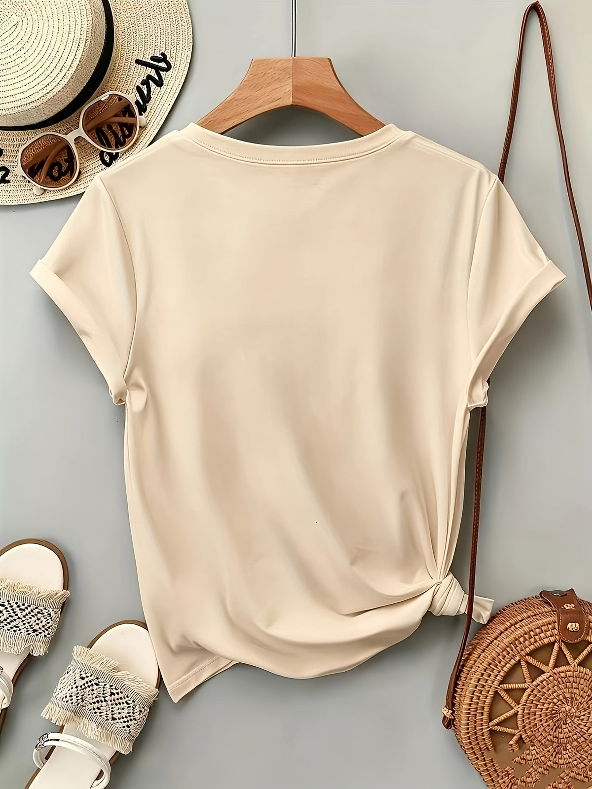 Summer New Letter Pattern Printed Round Neck Regular Short Sleeve T-Shirt