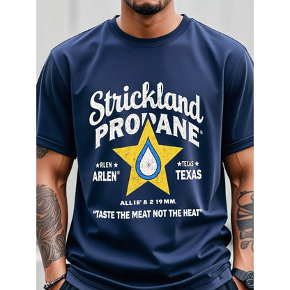Strickland Propane King of the Hill Vintage Cartoon Graphic T-Shirt - Retro Crew Neck Tee, Breathable Cotton, Regular Fit, All-Season Casual Wear, Perfect Gift for Fans, BBQ Lovers & Pop Culture Enthusiasts, Casual Wear Tee | Retro Graphic Tee