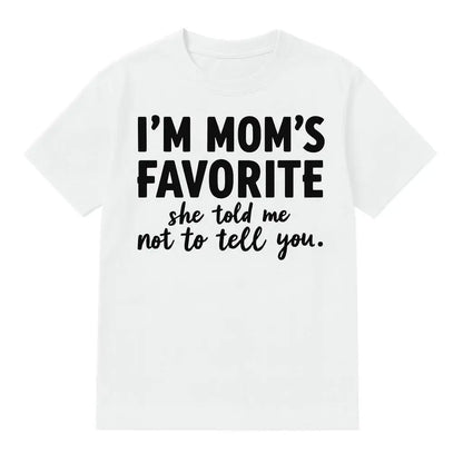 Funny I'm Mom's Favorite T-Shirt Cotton Unisex Tee for Sons & Daughters Summer Golf Gift from Mom Cute Holiday Graphic Shirt