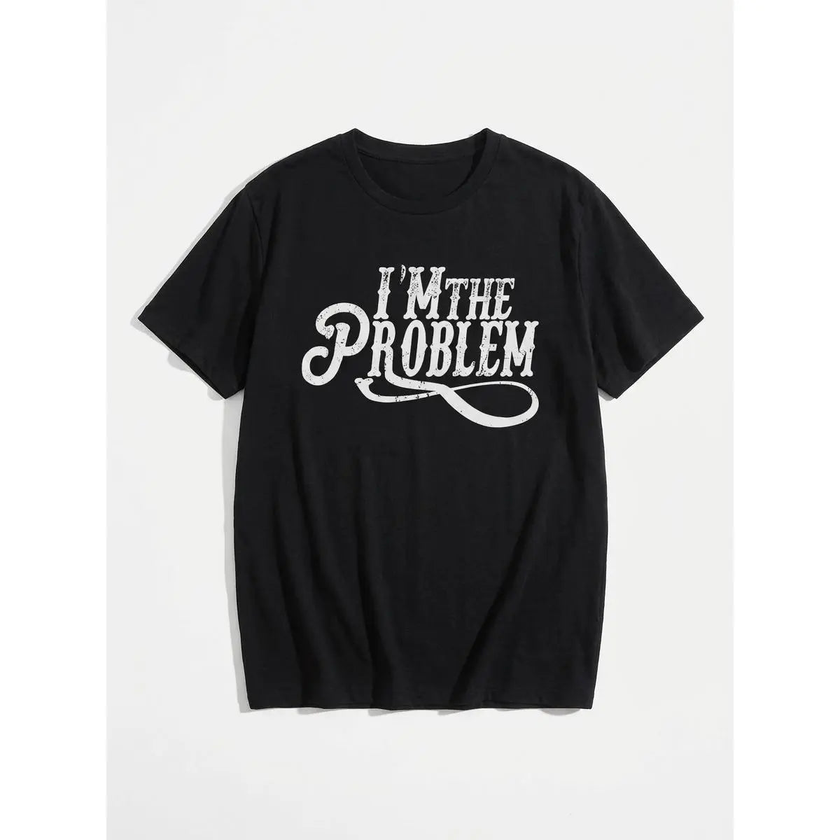 I'm The Problem T-shirt, Country Music Graphic Tees, Western T-shirt for Men, Pure Cotton Round-neck T-shirt, Machine Washable, Moisture - Wicking,  Suitable for Daily Wear, Exercise and Vacation,Black-Hoodie-front,Black-Sweatshirt-front Casual Streetwear