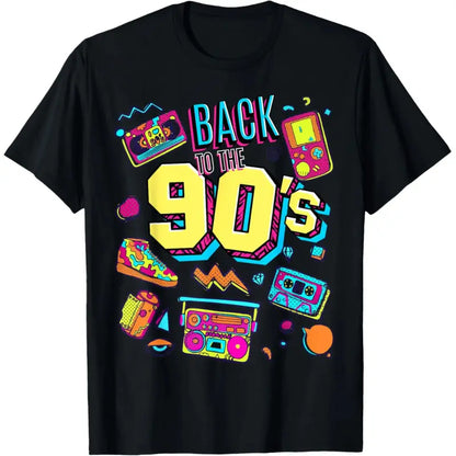 Men's Women's Vintage Retro Back To 90's Graphic Design Pure Cotton Men's and Women's T-Shirt Summer Gift Short Sleeve Adult Shirt