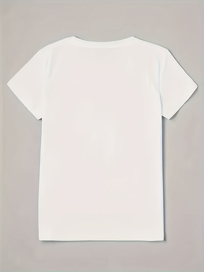 Summer Women's Short-sleeve T-shirt with Front Print, Comfortable and Breathable, Casual Y Style, Suitable for Spring and Summer
