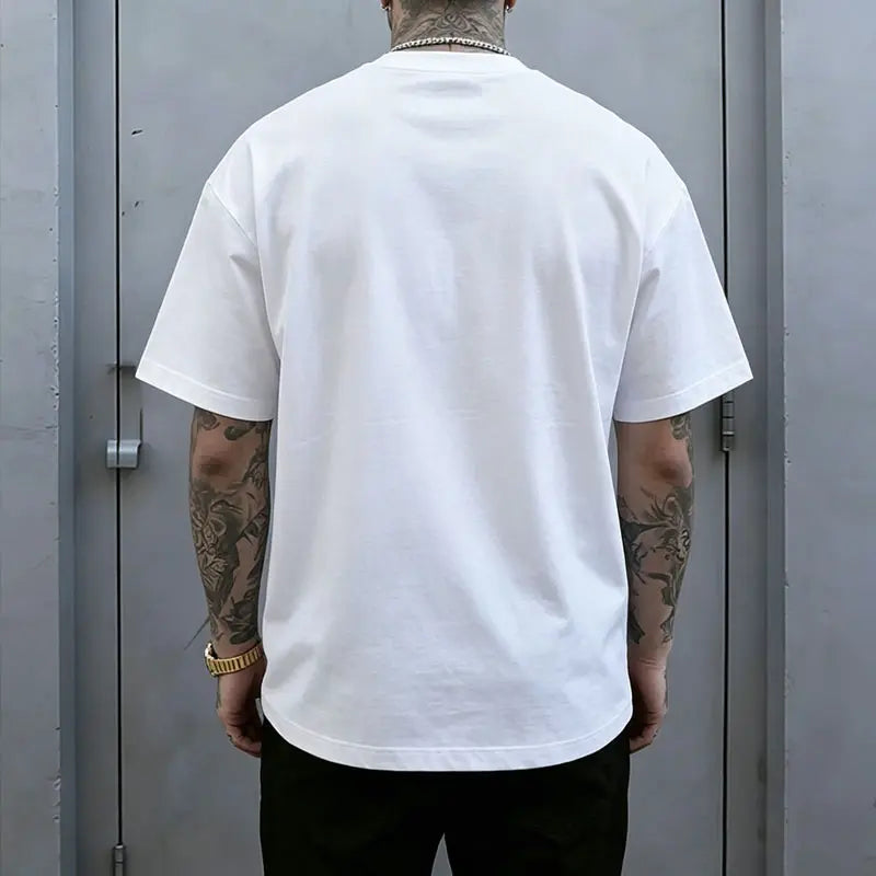 Men’s 100%25 cotton loose street-style T-shirt with a satirical humor graphic print—a trendy urban casual short-sleeve top, a best-selling funny and ironic fashion piece. tiktokshopspringglowup,father'sdaygifts