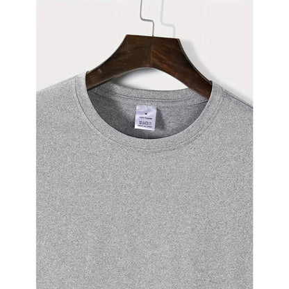 Men'S Casual Fashion Short Sleeve T-Shirt with CR7 Print, Polyester, Lightweight, Regular Fit Crew Neck, Comfortable Elastic Summer Tee, Casual Daily Style, Ideal Gif