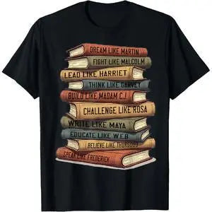 Men's Cotton Round Neck Short-Sleeve Graphic T-Shirt - Loose, Soft, Simple Fabric, Menswear, Honoring Black History Month Leaders, Casual Comfy Streetwear