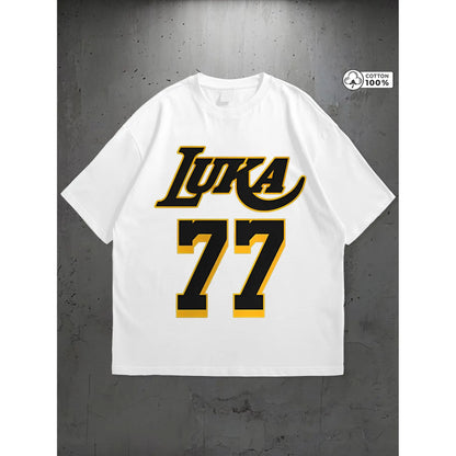 Basketball Icon Graphic Tee - LUKA Sleeveless Top, Breathable Cotton Sportswear for Training & Casual Fans