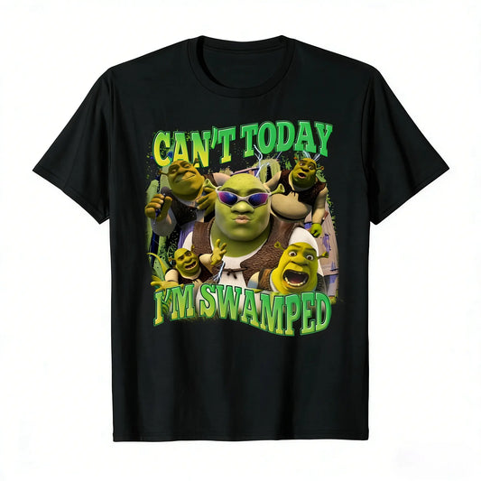 Can't Today I'm Swamped Shirt, Shrek Funny Trending Shirt _Trending Tee, Shrek Face Meme Shirt Classic Cotton Breathable Clothes Soft Fabric Tshirt