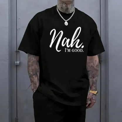 Men’s 100%25 cotton loose street-style T-shirt with a satirical humor graphic print—a trendy urban casual short-sleeve top, a best-selling funny and ironic fashion piece. tiktokshopspringglowup,father'sdaygifts