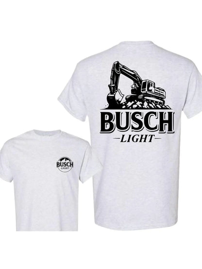Light T-Shirt, Construction Graphic Tee, Heavy Equipment Operator T-shirt For Men – Funny Construction Workwear T-Shirt For Beer Lovers And Blue Collar Dads Casual Cotton Fabric Menswear Top Fitted Round Neck Loose