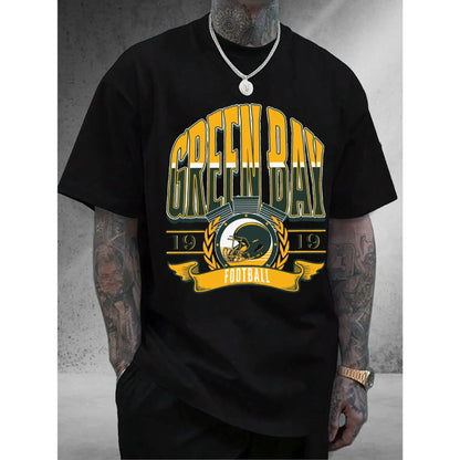 Men'S & Women'S Green Bay Football Graphic T-Shirt - 100%25 Cotton Unisex Casual Sports Fan Apparel with Team Logo, Comfortable Fit for Casual Attire & Gifts, Football Shirt, Everyday Comfort, Short Sleeve Shirt, Durable Print