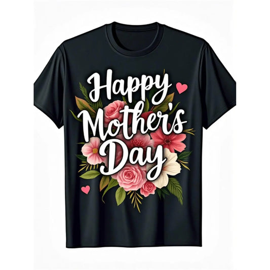 Celebration of Mother S Day T Shirt with Floral Heart Print Pink and Peach Flowers Casual Short Sleeve Round Neck Comfort Fit Medium Stretch Fabric for All Season Wear Ideal Gift for Mom and Grandma