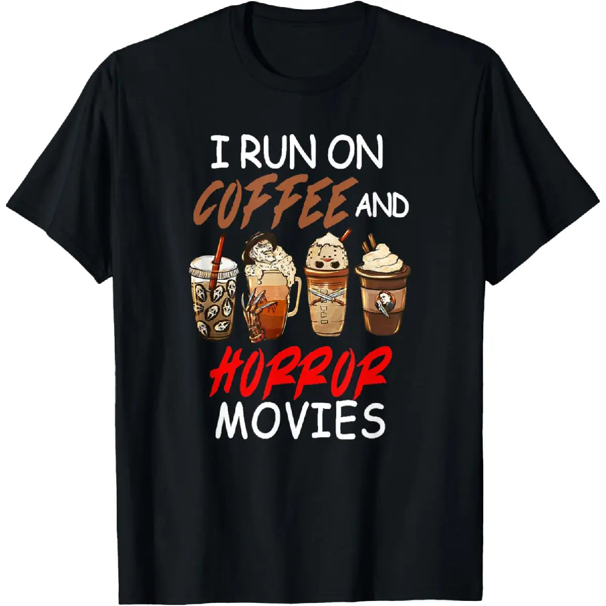 #TikTokShopRestock  Plus Size [100%25 Cotton] I Run on Coffee And Horror Movies Scary Blood Halloween T-Shirt