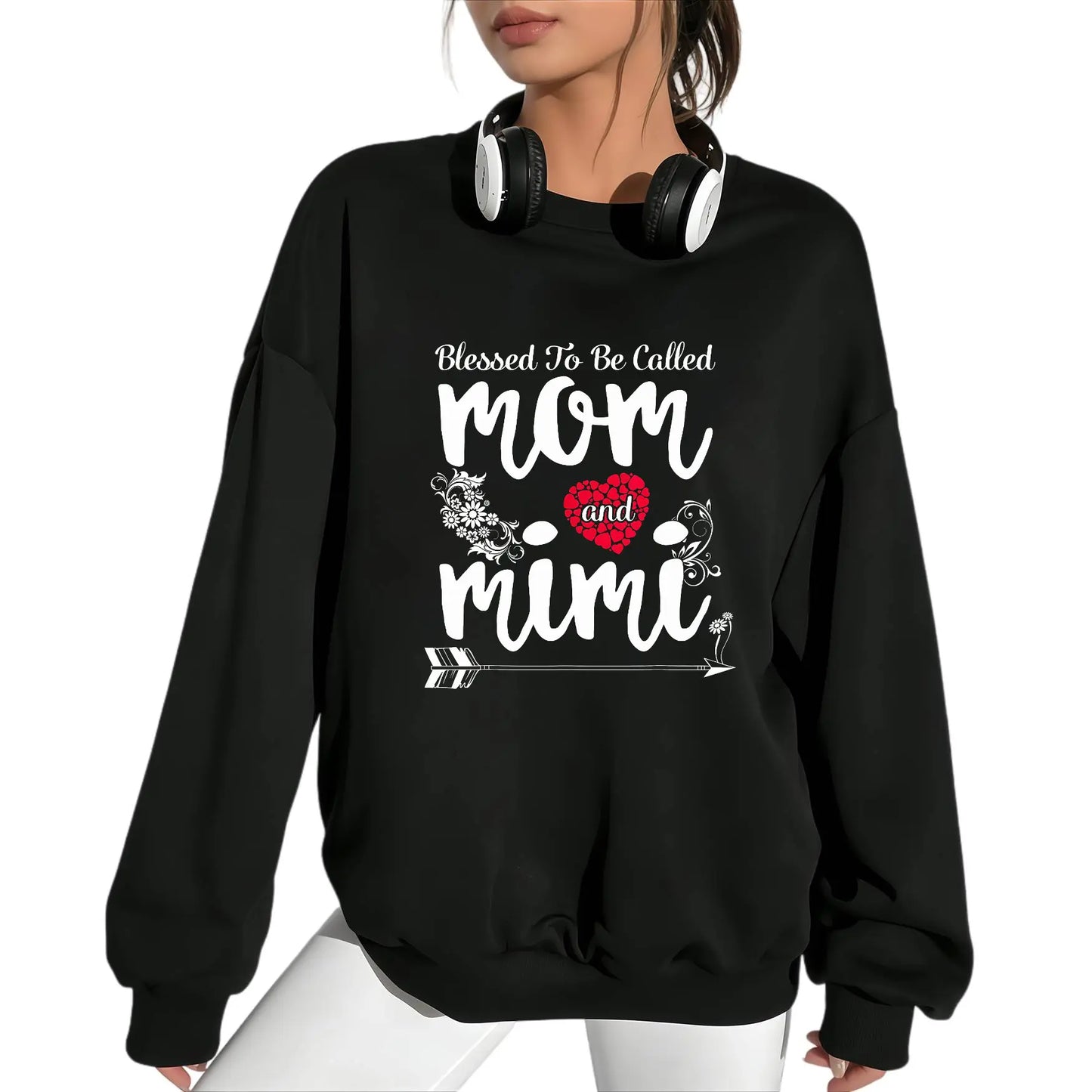 Called Mom And Mimi'S Blessing - Ladies Casual Pattern T-Shirt, Heart And Floral Design Short-Sleeve Top, Perfect Mother'S Day Gift for Spring And Summer, Daily T-Shirt| Loose Fit T-Shirt| Glossy Finish, Mother'S Day Gift for Mom