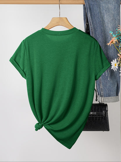 [Women'S Happy New Year T-Shirt] Women'S Luxurious Golden 2026 Happy New Year And Champagne Pattern Printed T-Shirt, Women'S Fashion Commute Round Neck Short Sleeve T-Shirt, Women'S Attending New Year Celebration Clothing, Goodbye 2025