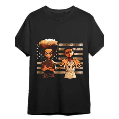 Men's Boondocks Creative Print T-Shirt - Classic Menswear Mens Clothing Short-Sleeve Comfy Cotton Top, Ultra-Soft, Breathable, Moisture-Wicking Round Neck Casual Tee for Everyday Wear