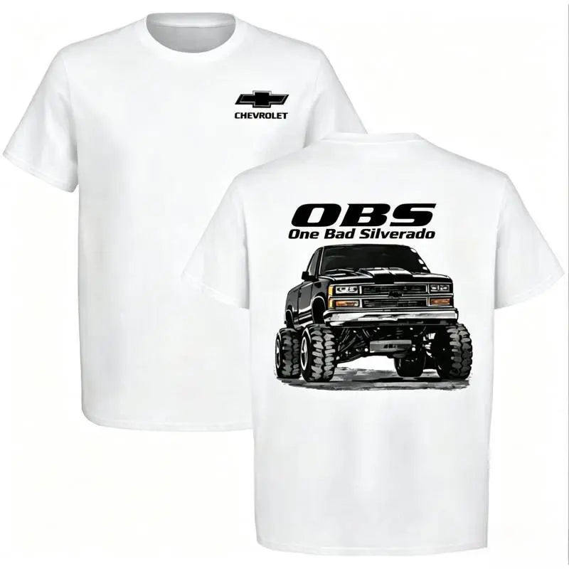 Classic Chevrolet OBS Silverado Graphic T-Shirt, One Bad Silverado Lifted Truck Print Design, Retro Pickup Car Themed Tee, Casual Unisex Streetwear Top, Ideal Wear For Truck Lovers And Auto Enthusiasts