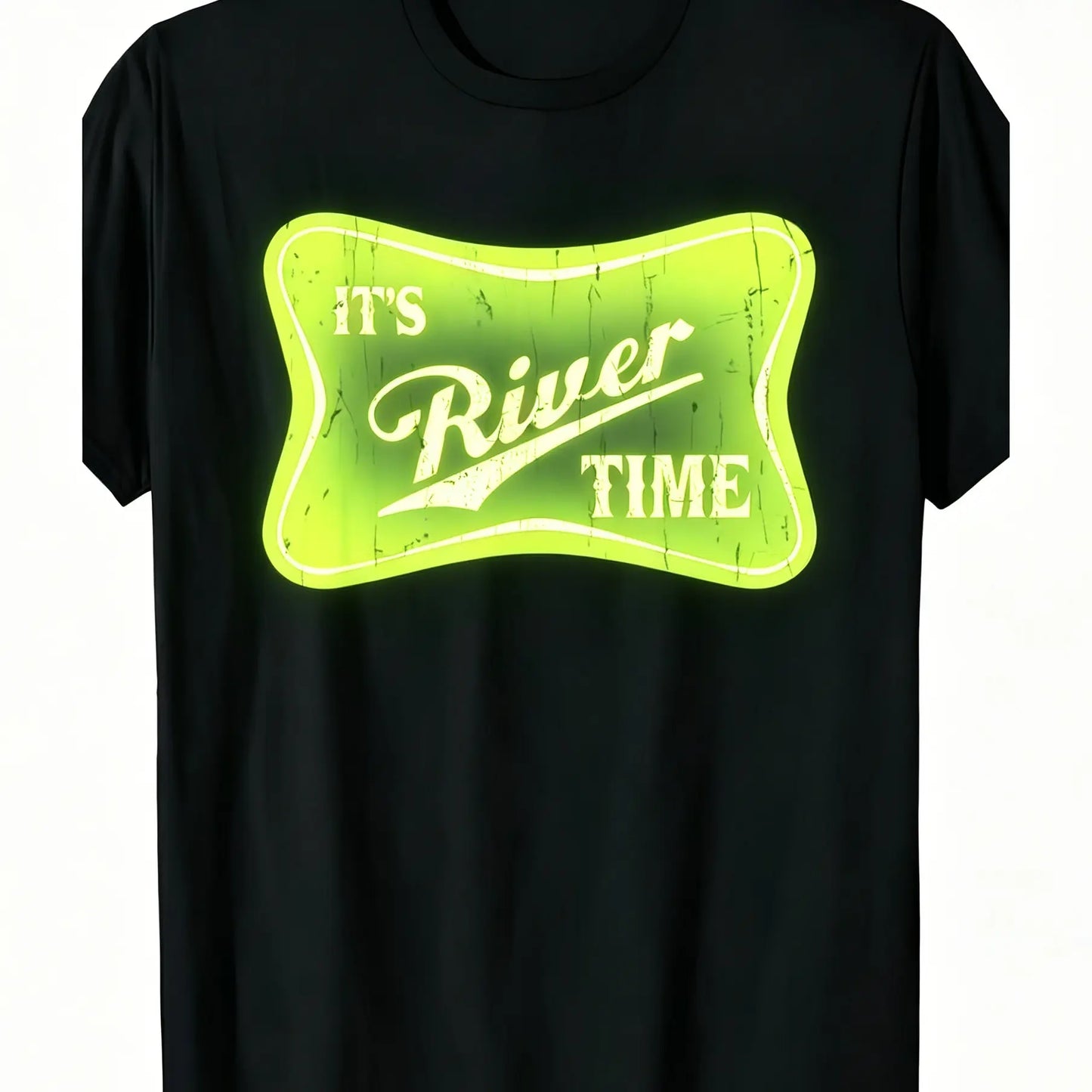 Its River Time T-Shirt River Life Summer Tee Lake Boating Shirt for WomenUnisex for Daily Wear 2025 Summer Trendy Streetwear Fashion Top Quality Comfortable Casual Printed T-shirt Pure Cotton Black Oversized Graphic Tshirt