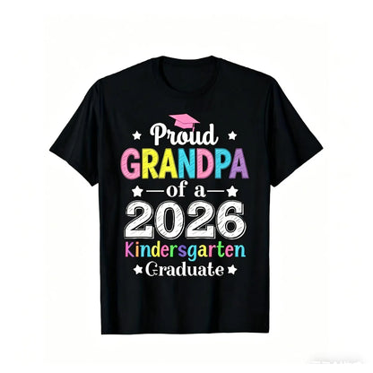 Grad Mom 2026: Proud Mom of a 2026 Kindergarten Graduate T-Shirt - Colorful Diploma Design Same Style for Men and Women 2026 Summer Short-sleeved Printed T-shirt 180G