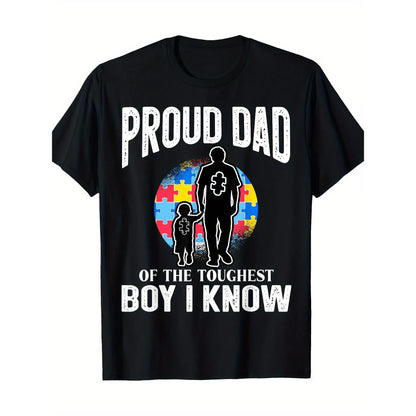 #TikTokShopRestock  Plus Size Autism Awareness For Proud Dad Support Autistic T-Shirt100%25 Cotton -180gT-Shirt