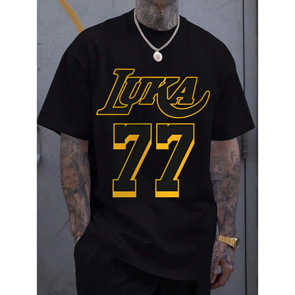 Basketball Icon Graphic Tee - LUKA Sleeveless Top, Breathable Cotton Sportswear for Training & Casual Fans