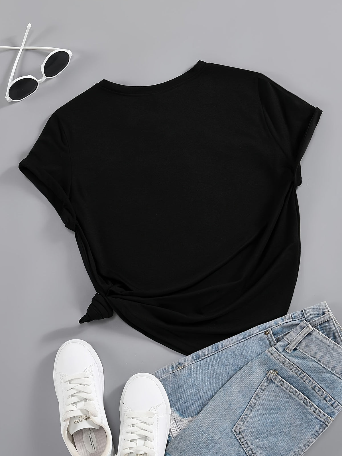 Letter Pattern Printed T-shirt Casual Round Neck Short Sleeve Shirt Spring and Summer Casual Fashion Women's Top T-shirt