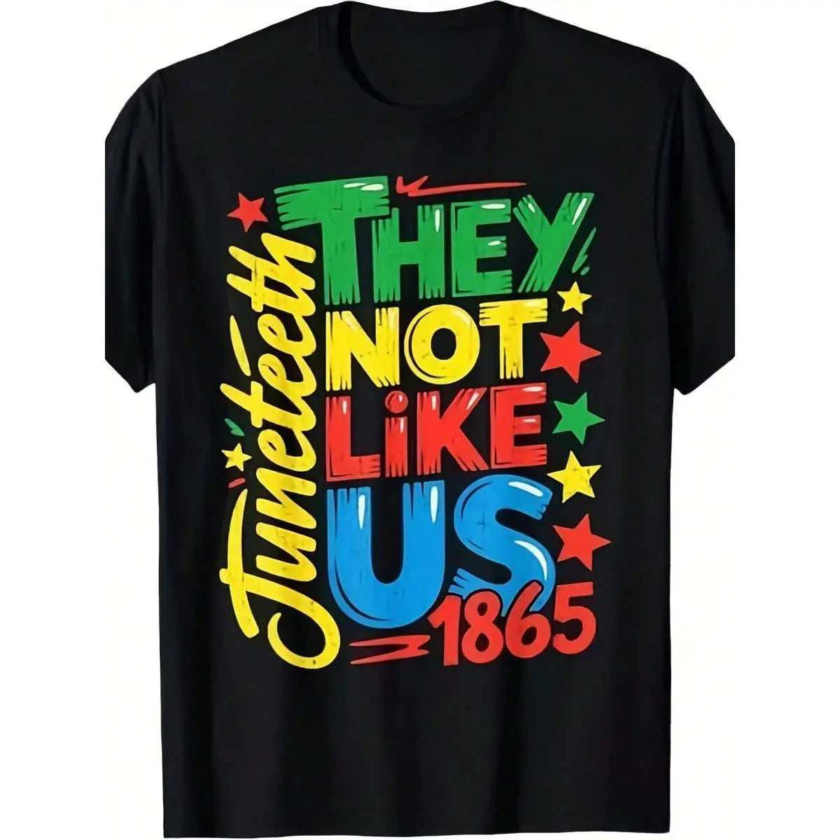 Men's 1865 Juneteenth Cotton T-Shirt - Oversized, Relaxed Fit, Breathable, Classic, Vibrant Retro Graphic Tee with "They Not Like Us" Slogan, Casual Short-Sleeve Round Neck All-Season Top