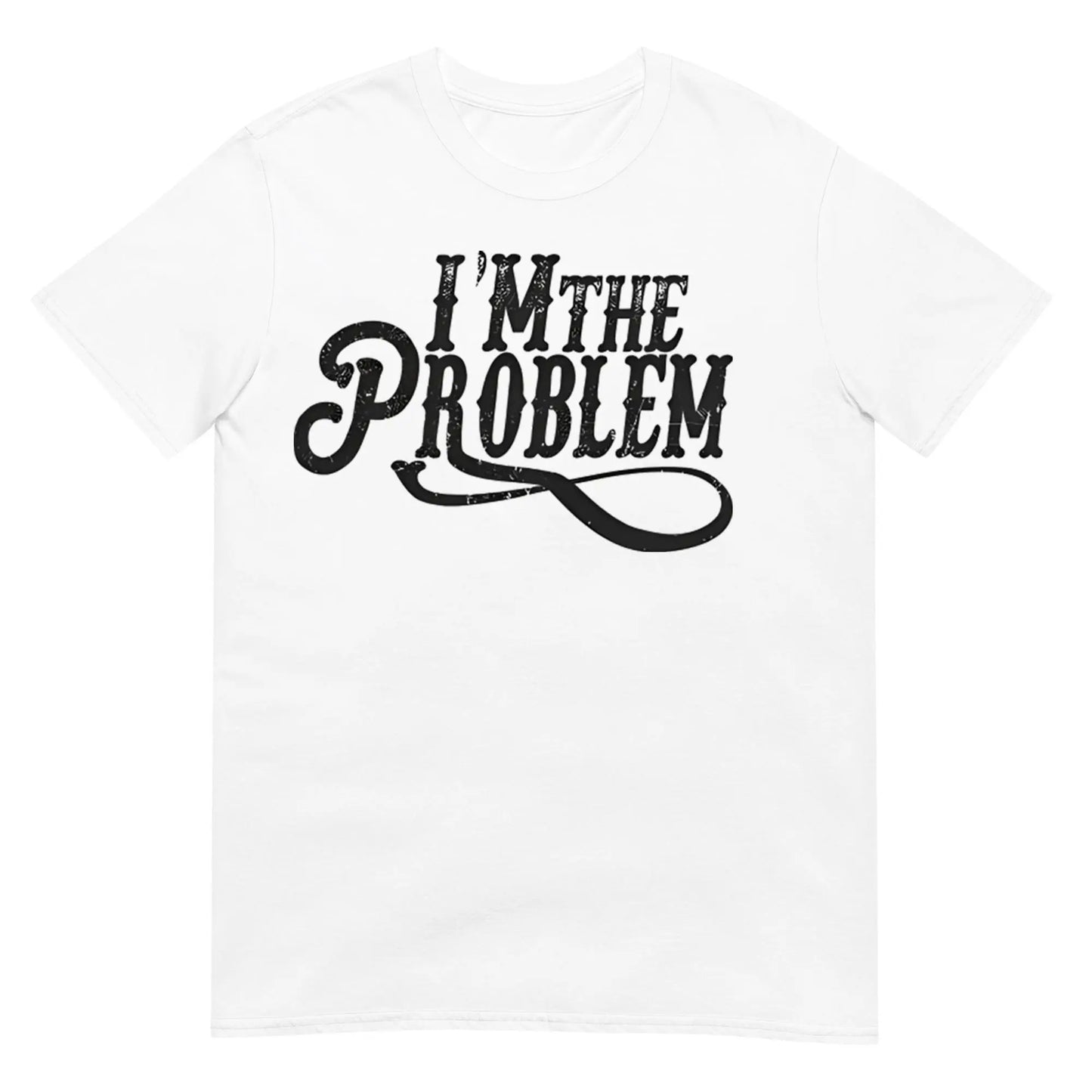 I'm The Problem T-shirt, Country Music Graphic Tees, Western T-shirt for Men, Pure Cotton Round-neck T-shirt, Machine Washable, Moisture - Wicking,  Suitable for Daily Wear, Exercise and Vacation,Black-Hoodie-front,Black-Sweatshirt-front Casual Streetwear