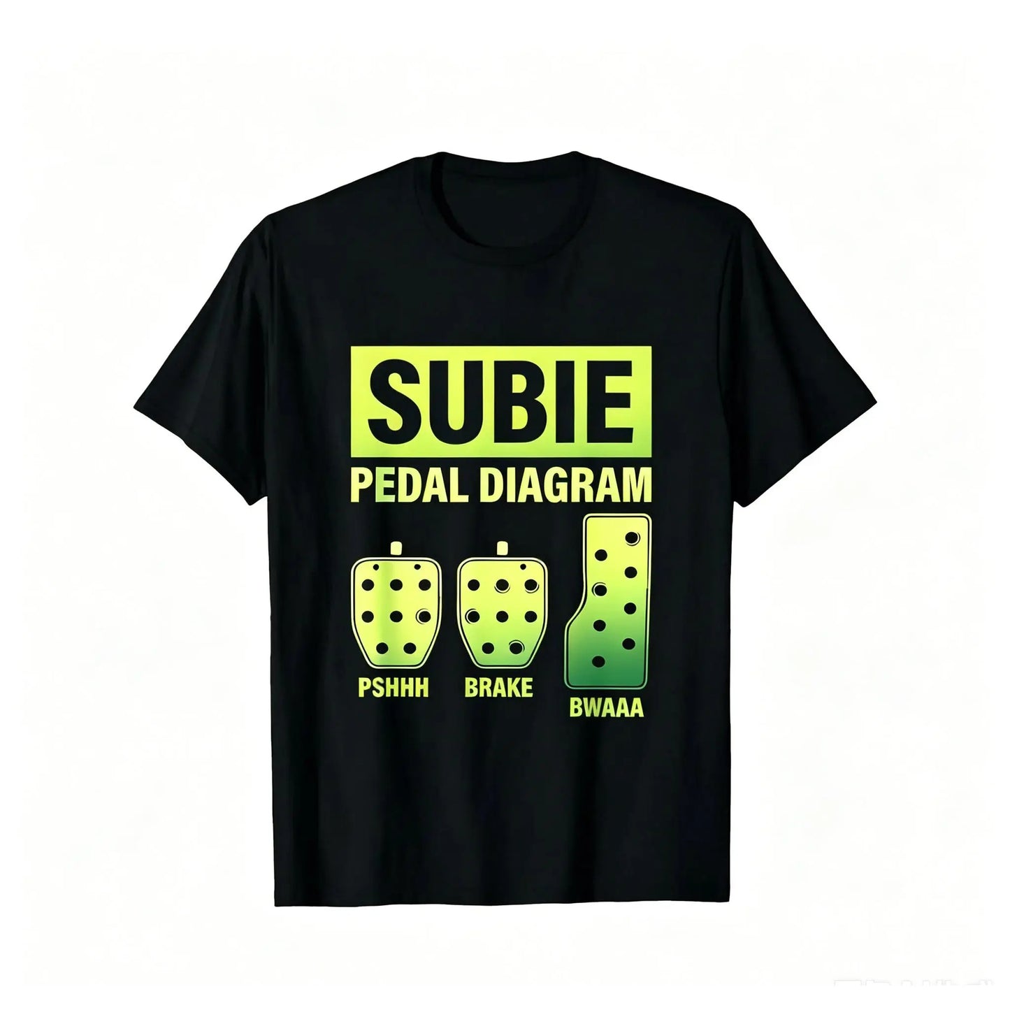 Men's Subie Pedal Diagram Racing-Themed Short-Sleeve 100%25 Cotton T-Shirt, Menswear Round Neck Foldable Casual Tee with Subaru Logo, Y2K Outfit for Enthusiasts, Soft Breathable, Sizes S-XXXL, Black Graphic Graphic Tees Oversized Tshirt