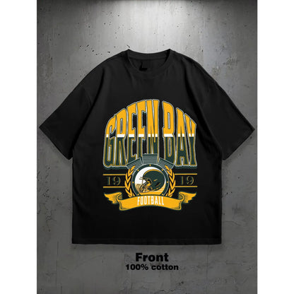 Men'S & Women'S Green Bay Football Graphic T-Shirt - 100%25 Cotton Unisex Casual Sports Fan Apparel with Team Logo, Comfortable Fit for Casual Attire & Gifts, Football Shirt, Everyday Comfort, Short Sleeve Shirt, Durable Print