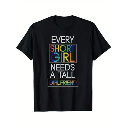 Menswear Funny Lesbian Couple Pride Month Graphic Tee - 100%25 Cotton, Vintage Round Neck Shortsleeve, Gift for Friends, S-XXXL Black Y2K Casual Streetwear Top, LGBT Pride Gift Idea Crewneck