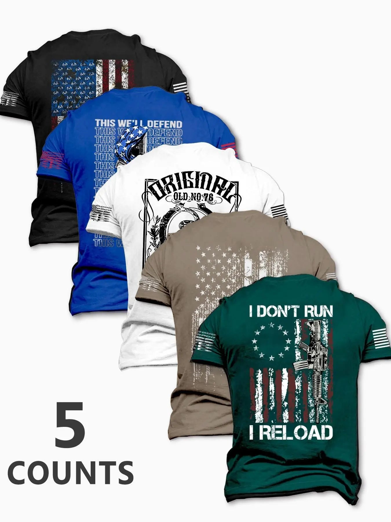 Men's Fashion Round Neck Casual Short Sleeve T-Shirt, Summer Comfortable Flag Print Outdoor Tee, Ideal for Daily Wear