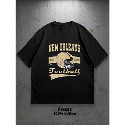 Men's & Women's New Orleans Football Helmet Graphic T-Shirt - Black with Golden Accents, Heavyset year, Team Spirit Apparel - Heavyset year Design - Perfect for Game Days, Casual Wear & Gifts - Breathable Everyday Tee, Football Gear Helmet, Sports Fan Clo