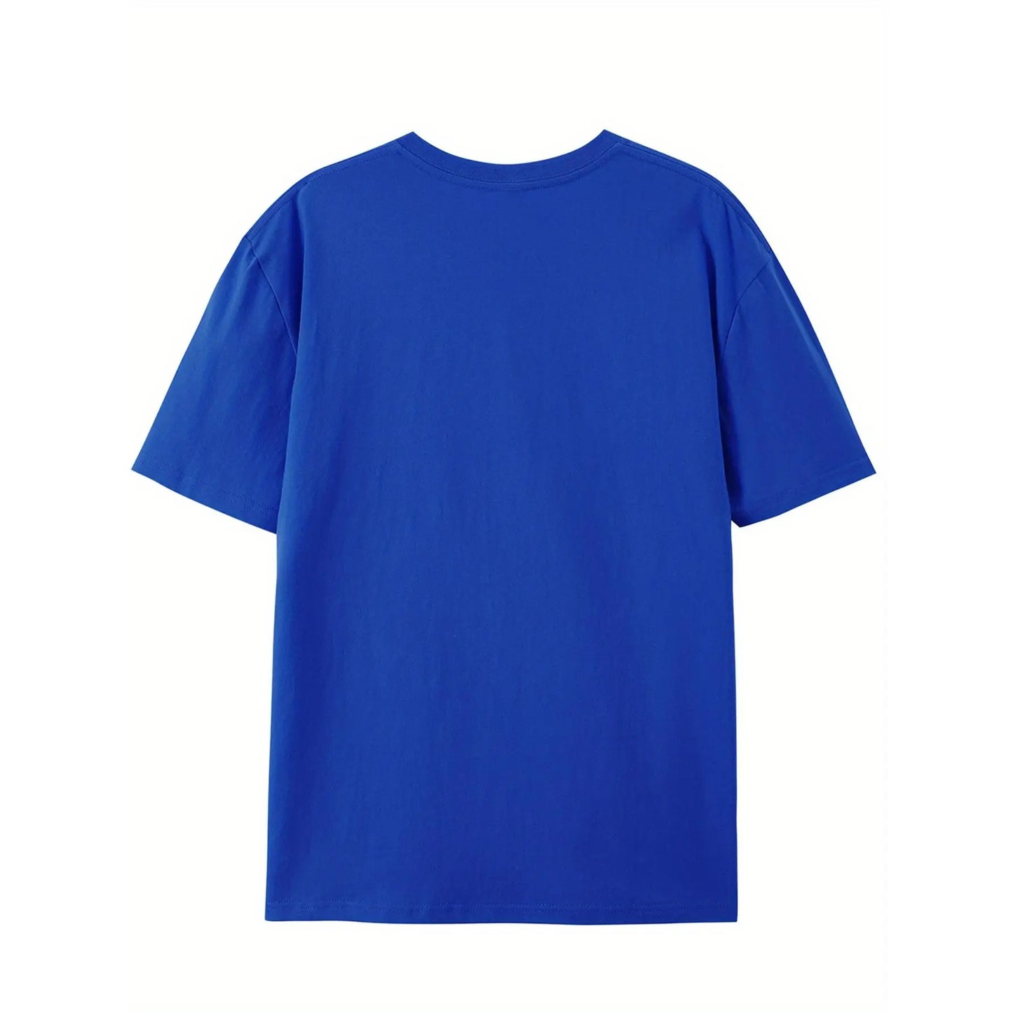 Men's Royal Blue Casual Cotton T-Shirt with Melted Playing Cards Graphic - Short Sleeve Summer Tee for Adults, Machine Washable, Cotton T Shirts
