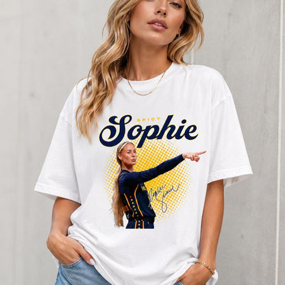 Men's Sophie Cunningham #8 Double-Sided Oversized Cotton Knit Graphic Print Crew Neck Loose-Fit Medium Length Tee - Casual Basketball Fan Top, Game Day Streetwear, Machine Washable New Year Unisex Menswear