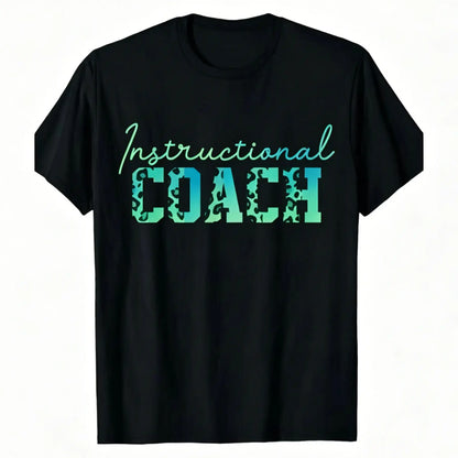 Men'S & Women'S 180gsm Heavyweight 100%25 Coach Appreciation T-Shirt - Elegant Crew Neck Short Sleeve with Leopard Print Lettering & Geometric Pattern, Soft Casual Unisex Shirt for Instructors, Coaches, Teachers - All-Season Crewneck Menswear Tshirt
