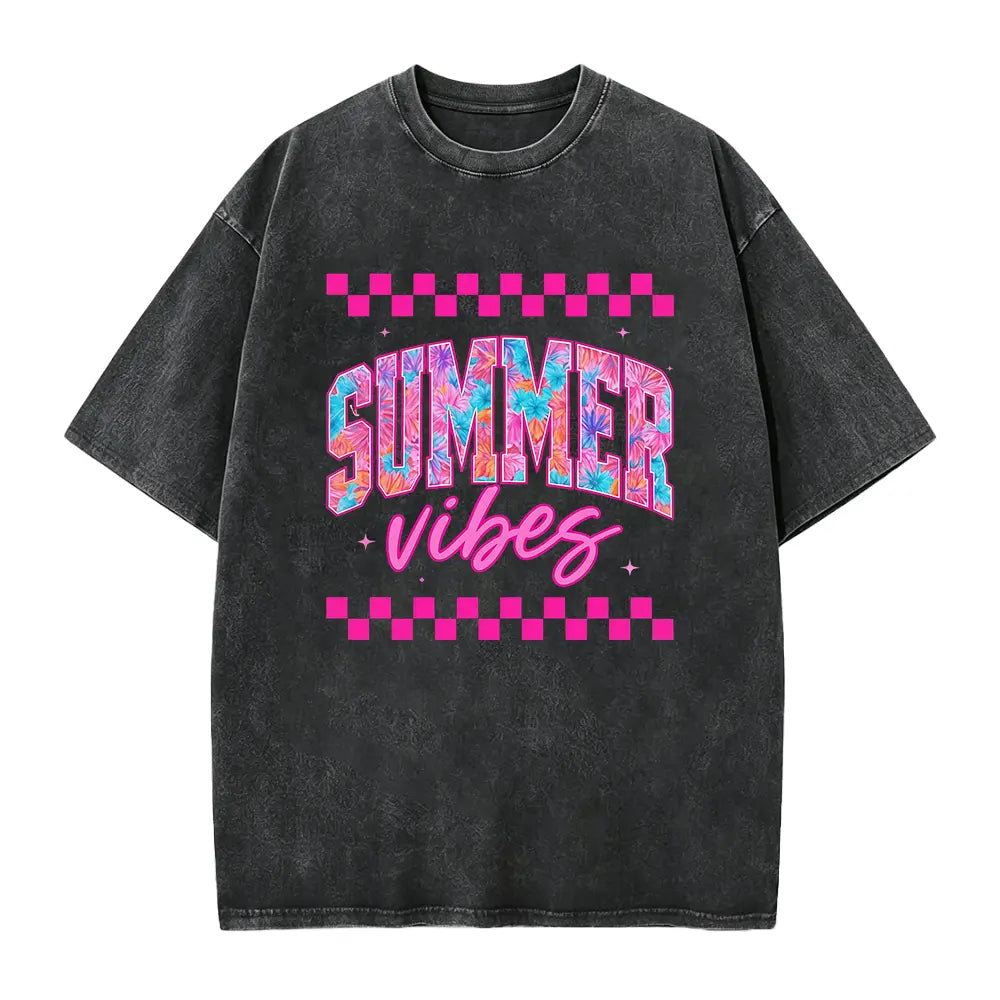 Summer Vibes Shirt, Retro Summer Shirt, Beach Vacation Shirt, Trendy Summer Graphic Tee, Cute Aesthetic Shirt, Casual Daily Wear, Soft Cotton Short Sleeve, Outdoor Leisure Top, Holiday Apparel