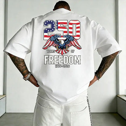 Men’s “250 Years of Freedom 1776–2026” patriotic T-shirt, American flag eagle graphic tee, casual short-sleeve shirt—perfect for the Fourth of July, Independence Day, patriotic events, everyday wear, and streetwear.