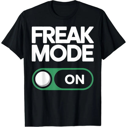 FREAK MODE ON - Funny Power Button Freaky Viral Slang Meme T-Shirt Summer Gift Casual Shirt Men Graphic Cotton Tee Menswear Soft Comfy Crewneck Streetwear Top Breathable Shortsleeve Y2K Hip Hop Bunny Graphic T-Shirt graphic tee funny graphic tee