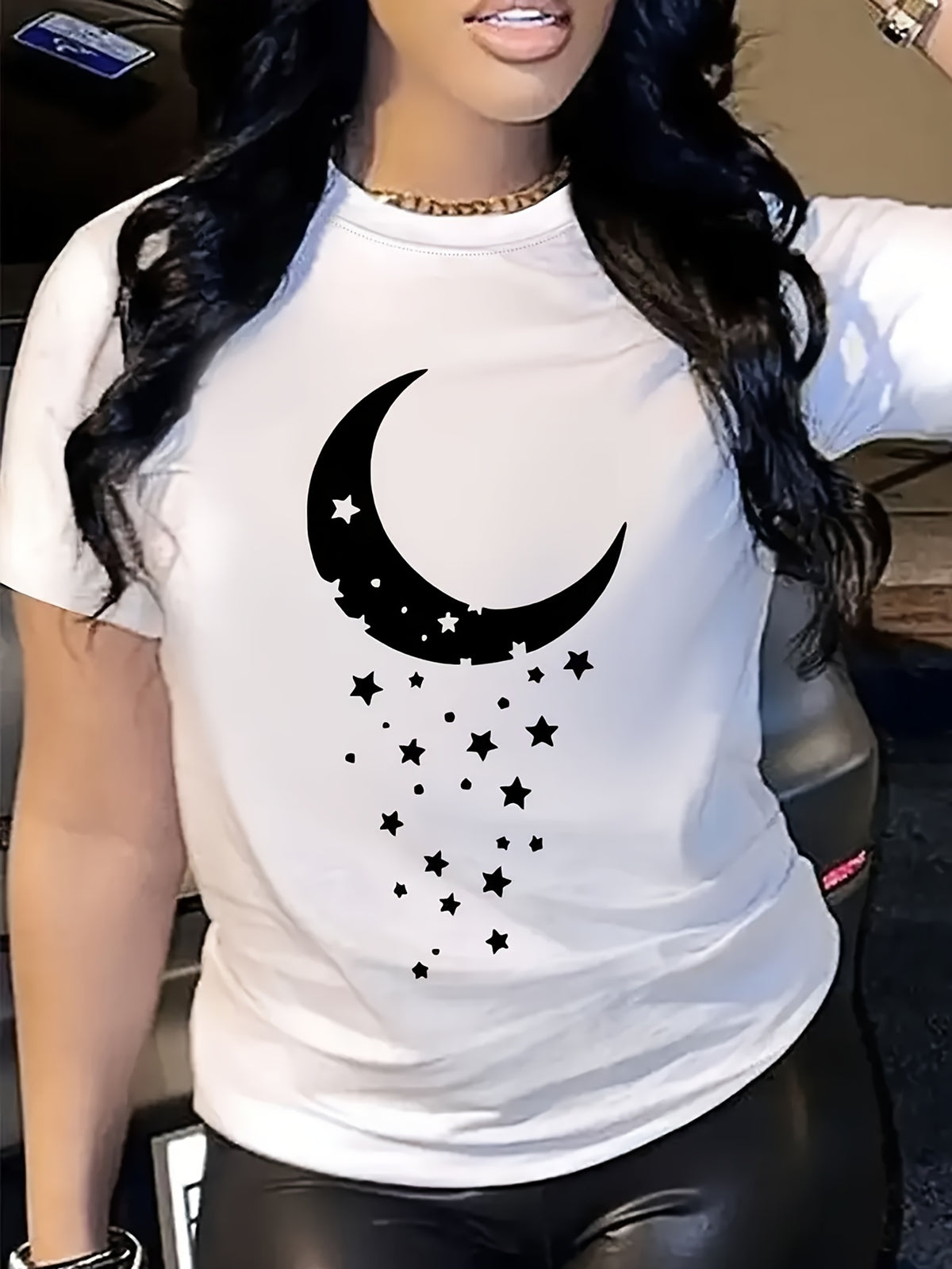 Summer Women's Short-sleeve T-shirt with Front Print, Comfortable and Breathable, Casual Y Style, Suitable for Spring and Summer