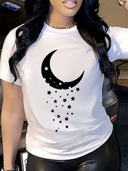 Summer Women's Short-sleeve T-shirt with Front Print, Comfortable and Breathable, Casual Y Style, Suitable for Spring and Summer