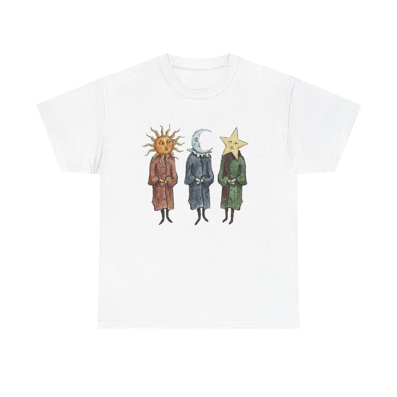 Sun Moon Star Graphic Unisex Tee | Cute Celestial Illustration