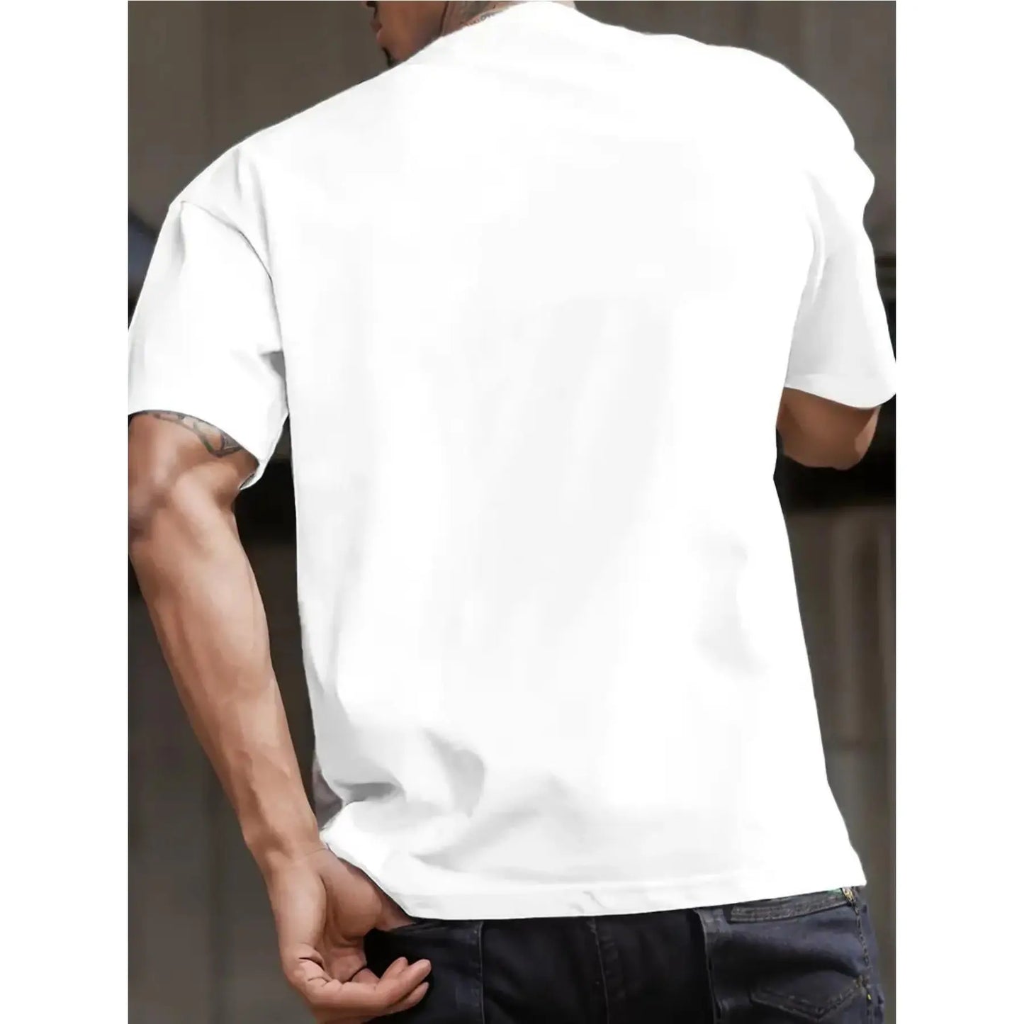Men's Casual Short Sleeve T-Shirt with "NO BOXING NO LIFE" Graphic Print, Light Grey Regular Fit Round Neck Tee for Summer & Spring Outdoor Activities, Casual Wear, Urban Fashion, Easy Care, Printed Shirt, Streetwear Lovers, Spring Clothing, Streetwear St