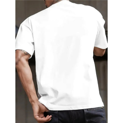 Men's Casual Short Sleeve T-Shirt with "NO BOXING NO LIFE" Graphic Print, Light Grey Regular Fit Round Neck Tee for Summer & Spring Outdoor Activities, Casual Wear, Urban Fashion, Easy Care, Printed Shirt, Streetwear Lovers, Spring Clothing, Streetwear St